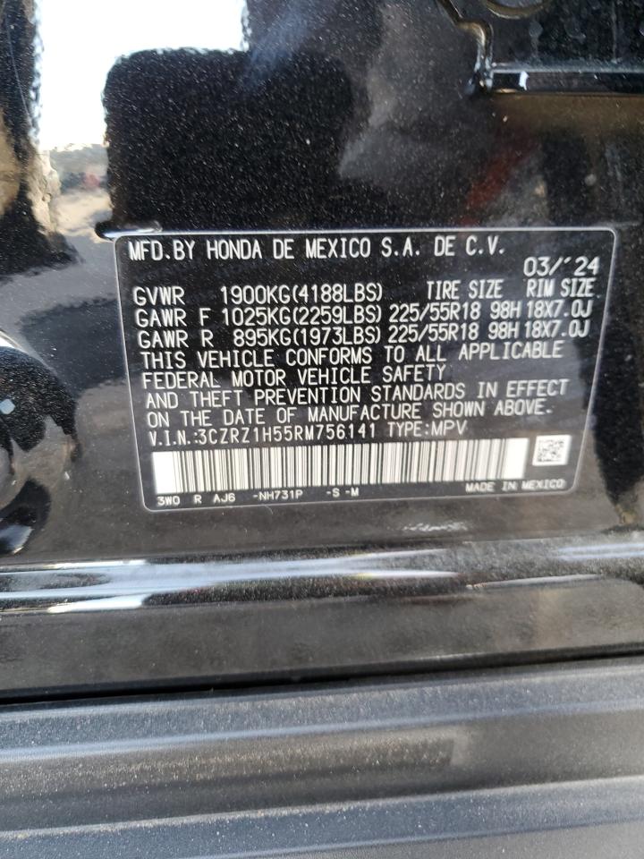 2024 HONDA HR-V SPORT VIN:3CZRZ1H55RM756141