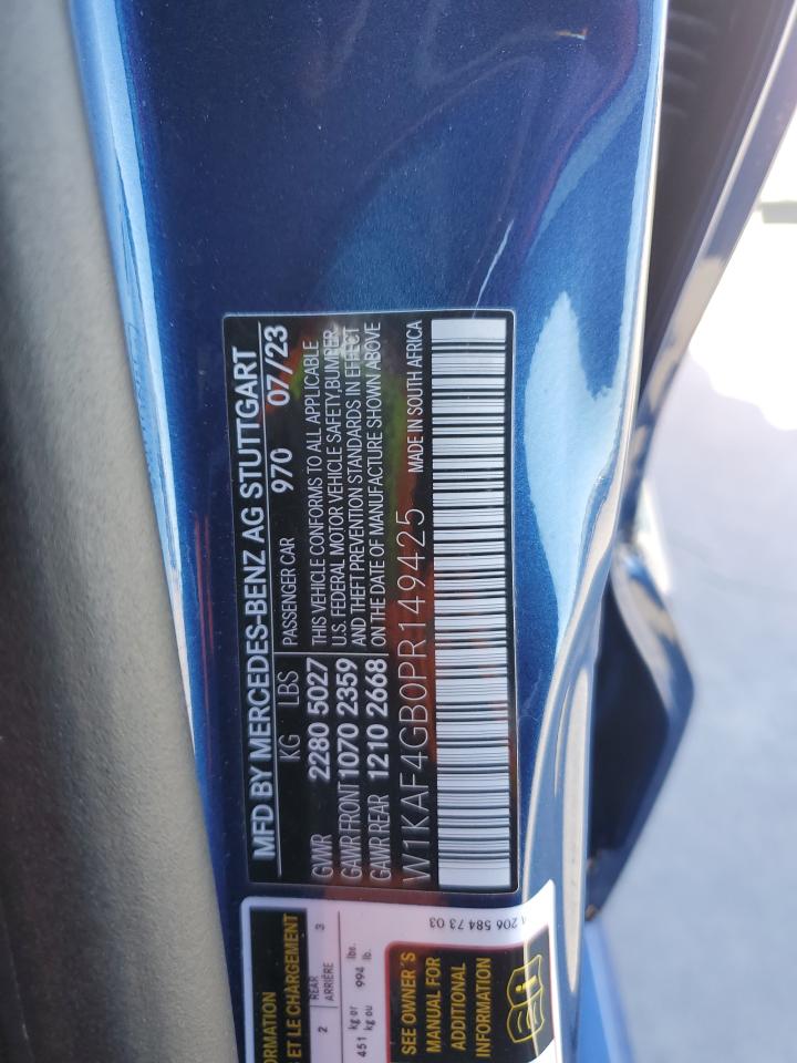 2023 MERCEDES-BENZ C 300 VIN:W1KAF4GB0PR149425