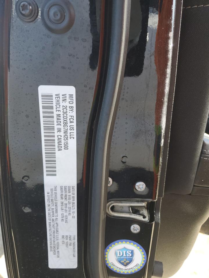 2022 DODGE CHARGER SXT VIN:2C3CDXBG7NH251500