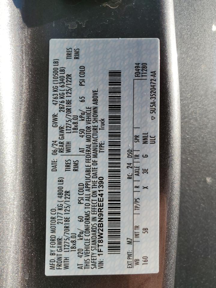 2024 FORD F250 SUPER DUTY VIN:1FT8W2BN9REE41390