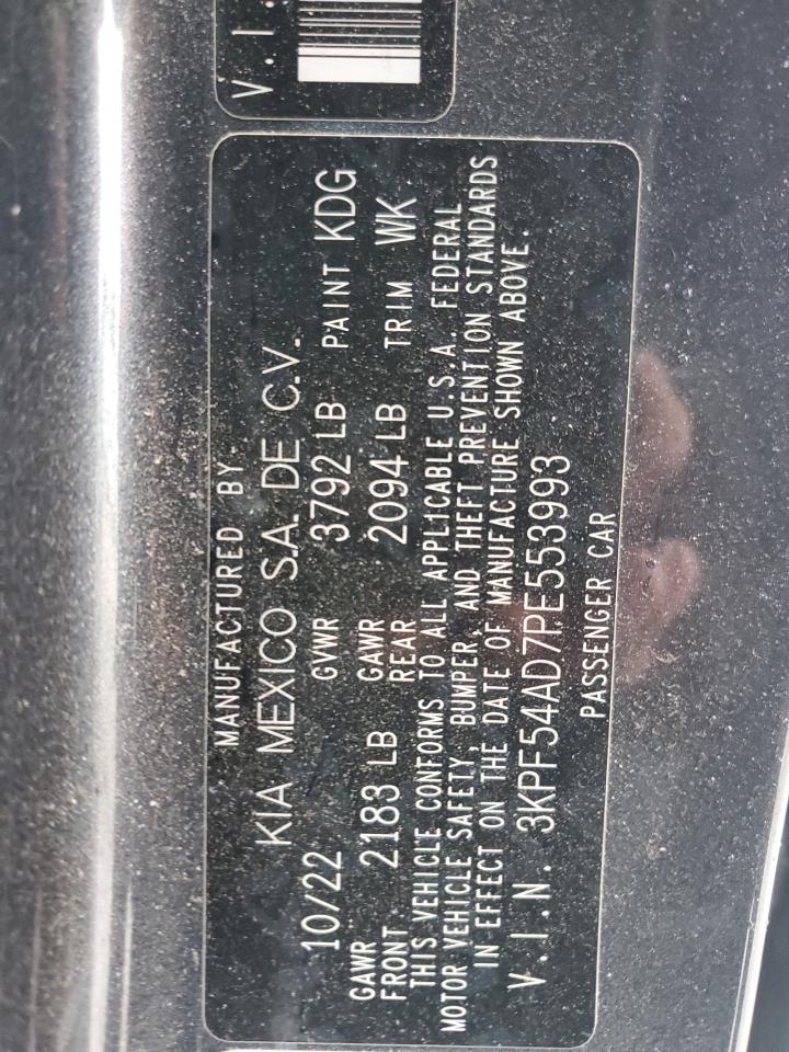 2023 KIA FORTE GT LINE VIN:3KPF54AD7PE553993