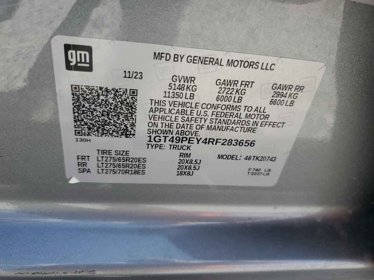 2024 GMC SIERRA K2500 AT4 VIN:1GT49PEY4RF283656