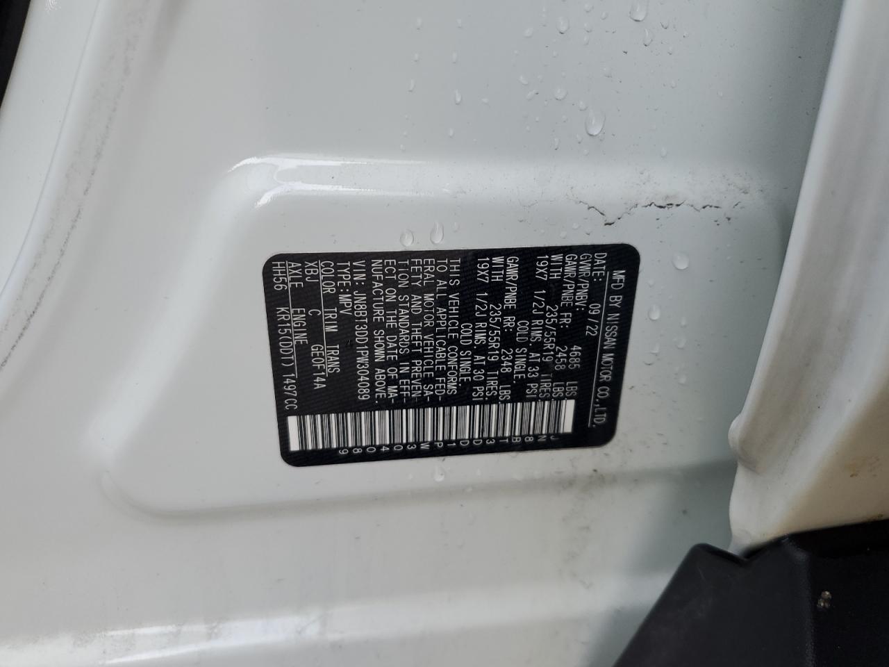 2023 NISSAN ROGUE PLATINUM VIN:JN8BT3DD1PW304089