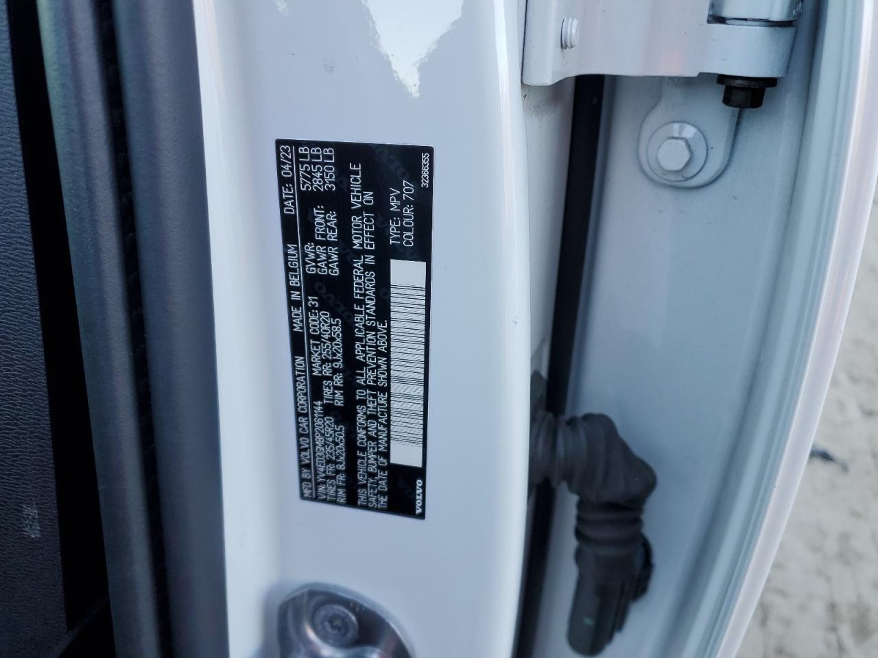 2023 VOLVO C40 RECHARGE ULTIMATE VIN:YV4ED3GM8P2061144