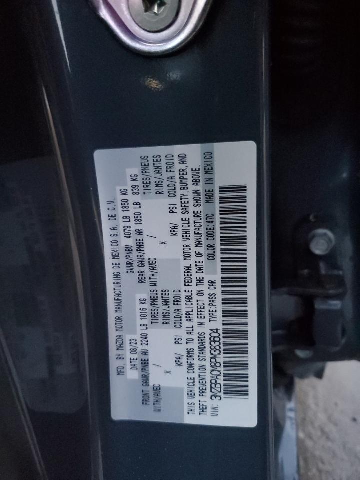 2023 MAZDA 3 PREFERRED VIN:3MZBPACM8PM383604