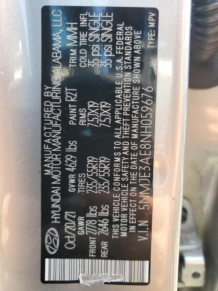 2022 HYUNDAI TUCSON LIMITED VIN:5NMJE3AE8NH059676