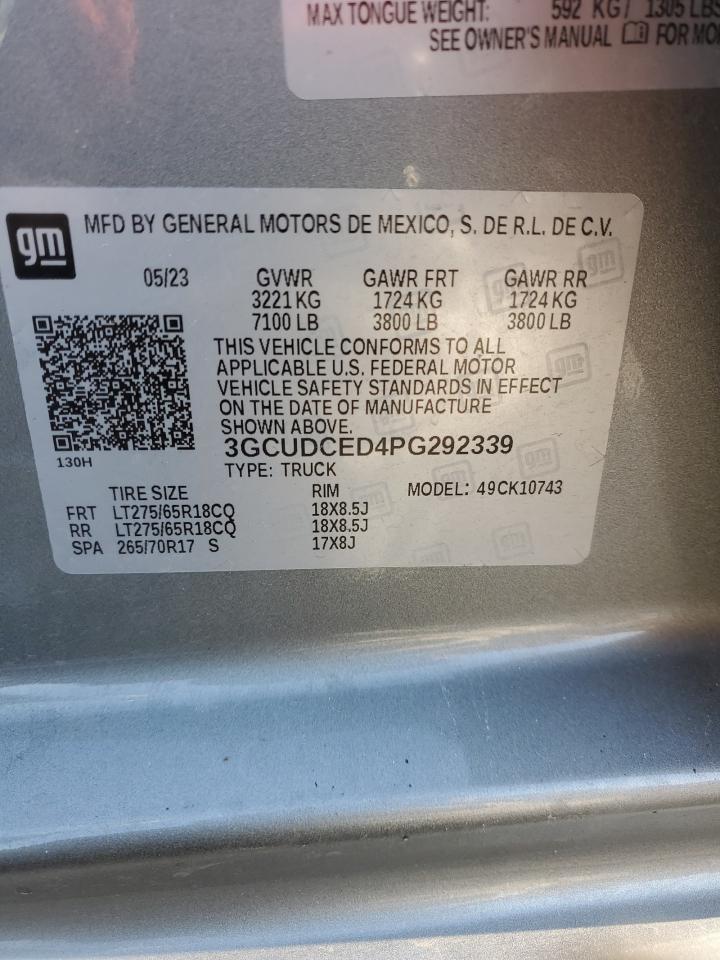 2023 CHEVROLET SILVERADO K1500 TRAIL BOSS CUSTOM VIN:3GCUDCED4PG292339