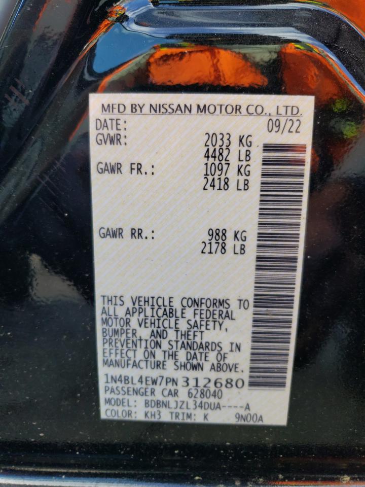2023 NISSAN ALTIMA SL VIN:1N4BL4EW7PN312680