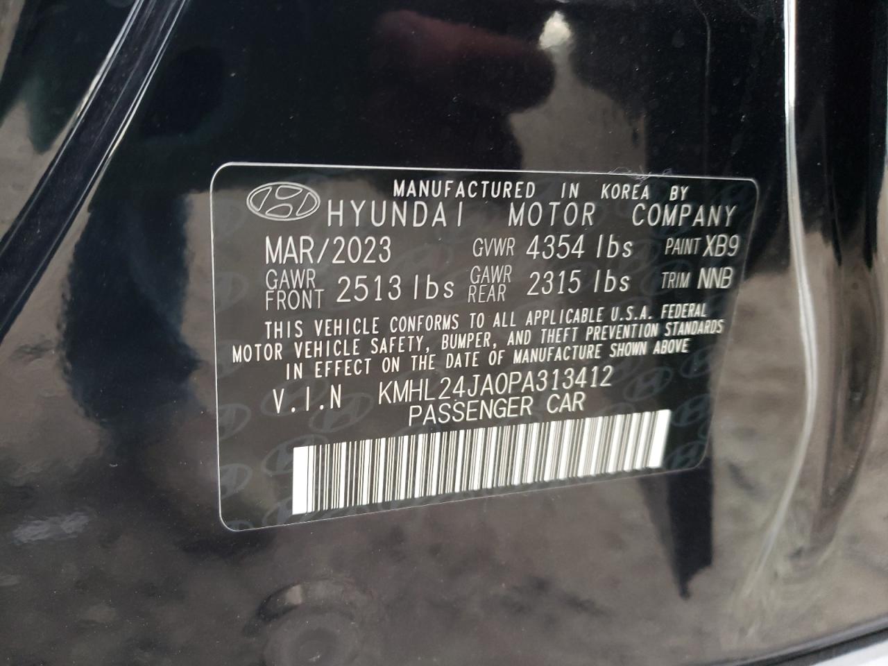 2023 HYUNDAI SONATA SE VIN:KMHL24JA0PA313412