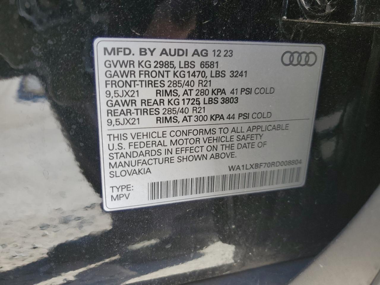 2024 AUDI Q7 PREMIUM PLUS VIN:WA1LXBF70RD008804