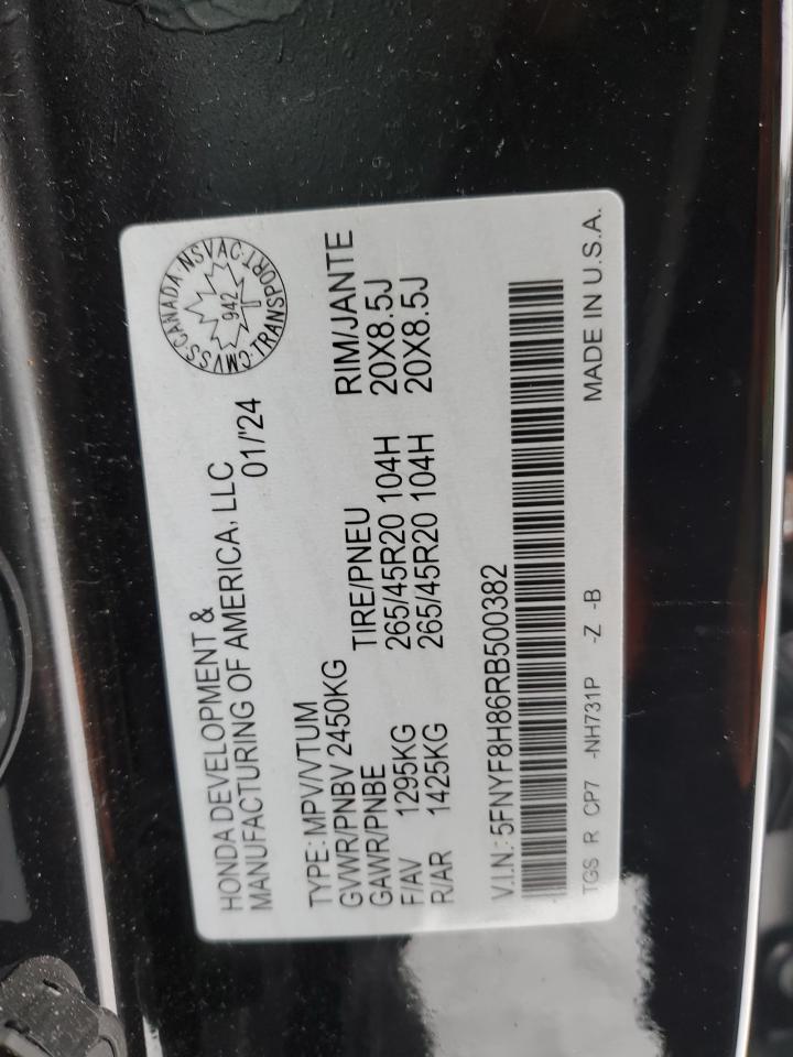 2024 HONDA PASSPORT BLACK EDITION VIN:2G11Z5S37H9196690