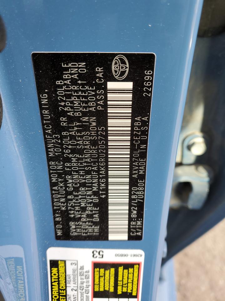 2024 TOYOTA CAMRY XSE VIN:4T1K61AK6RU205725