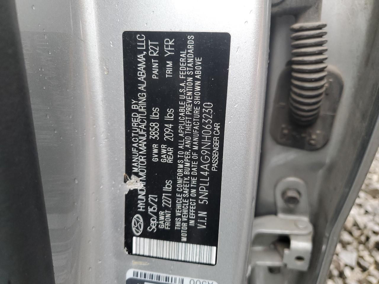 2022 HYUNDAI ELANTRA SE VIN:5NPLL4AG9NH063230