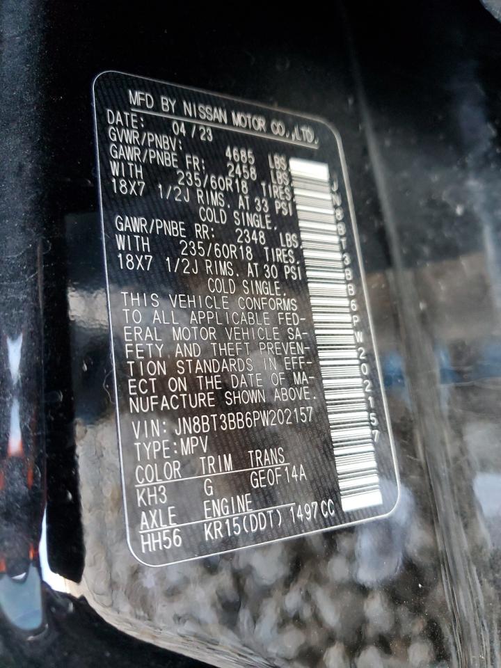 2023 NISSAN ROGUE SV VIN:JN8BT3BB6PW202157