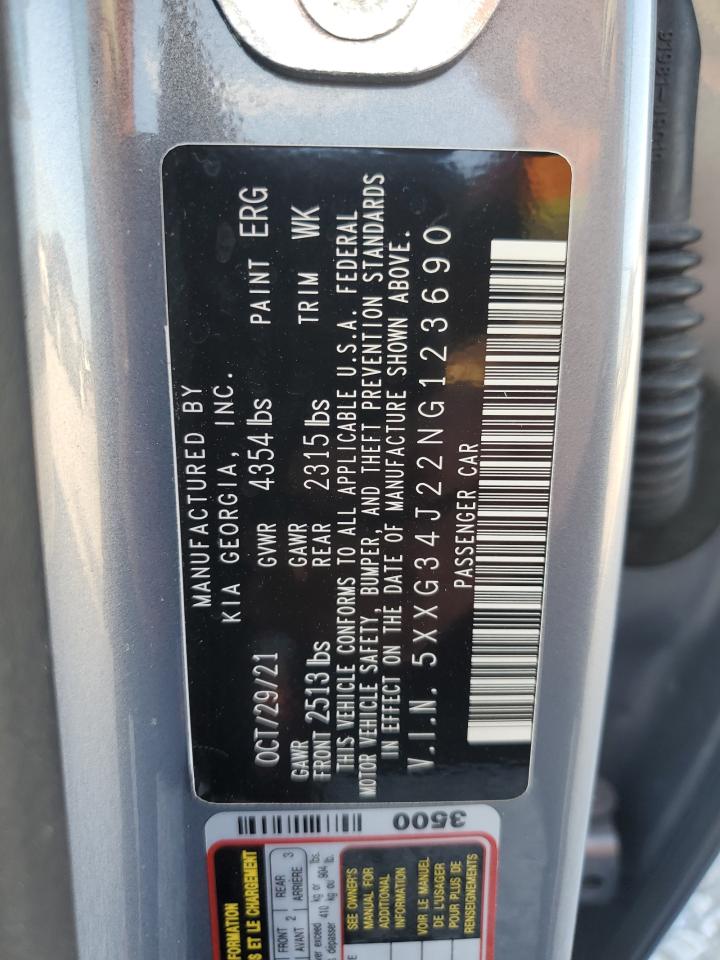 2022 KIA K5 EX VIN:5XXG34J22NG123690