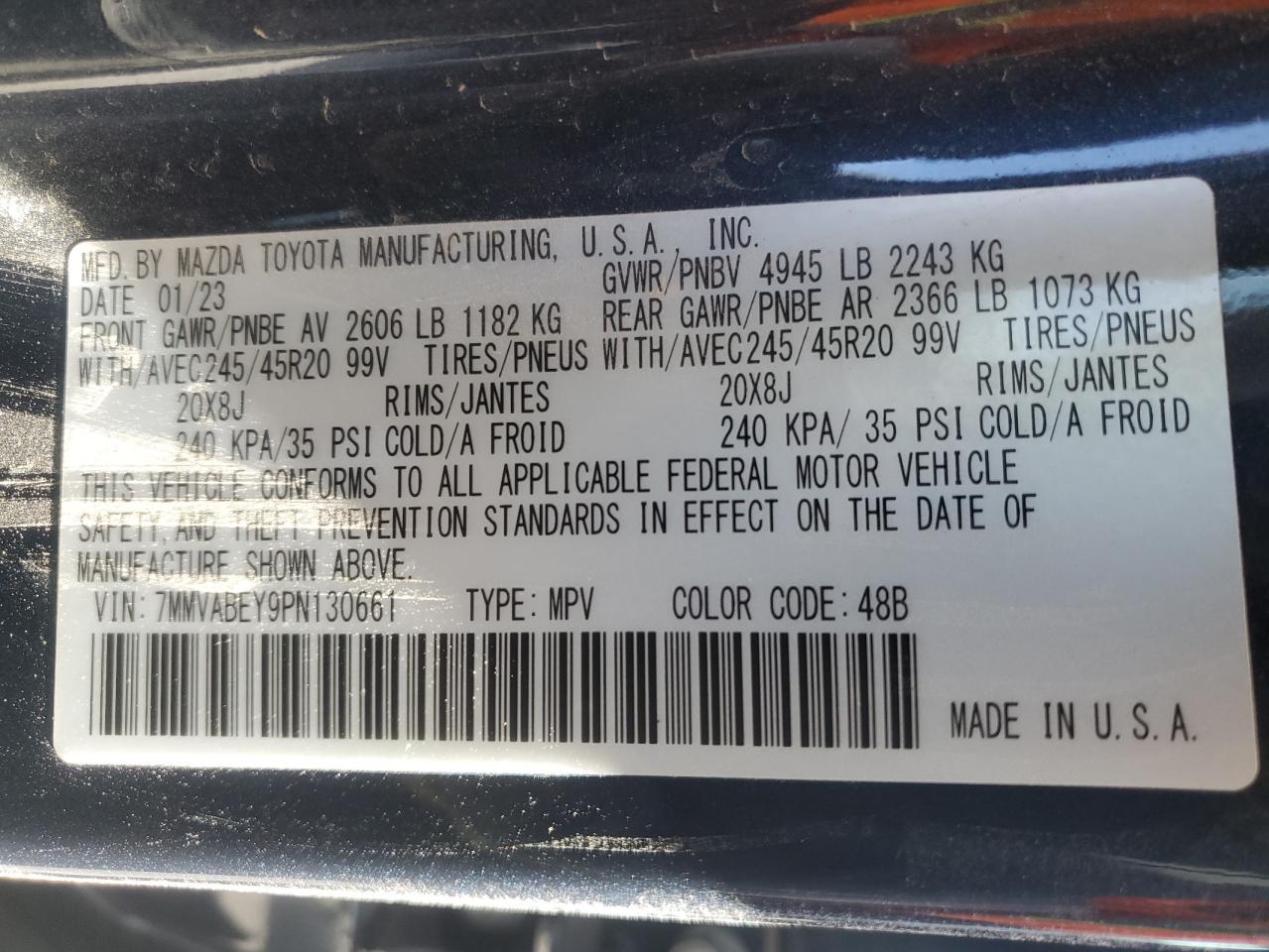 2023 MAZDA CX-50 PREMIUM PLUS VIN:7MMVABEY9PN130661