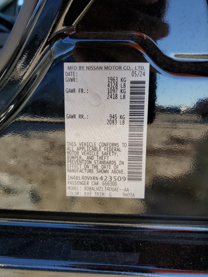 2024 NISSAN ALTIMA SV VIN:1N4BL4DVXRN423509