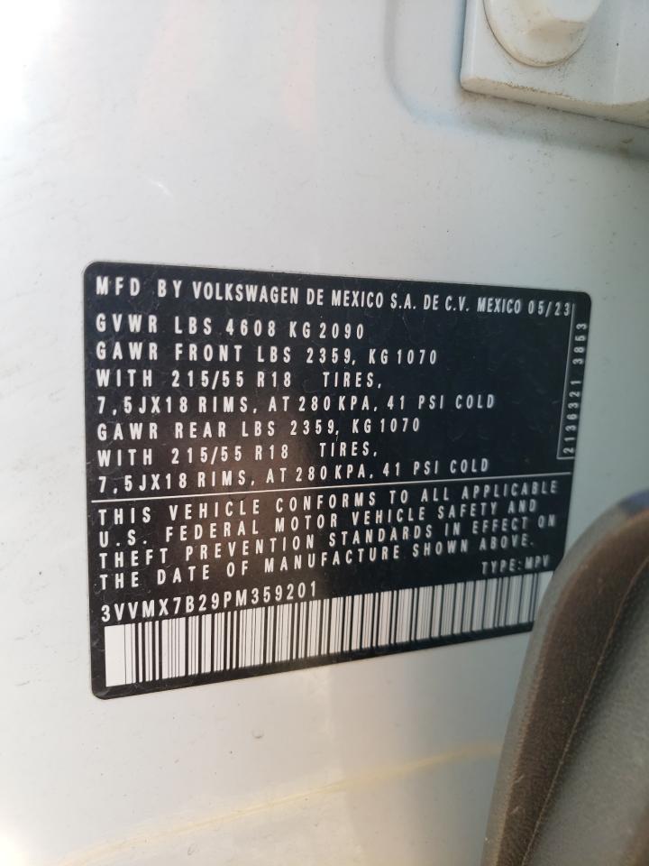 2023 VOLKSWAGEN TAOS S VIN:3VVMX7B29PM359201