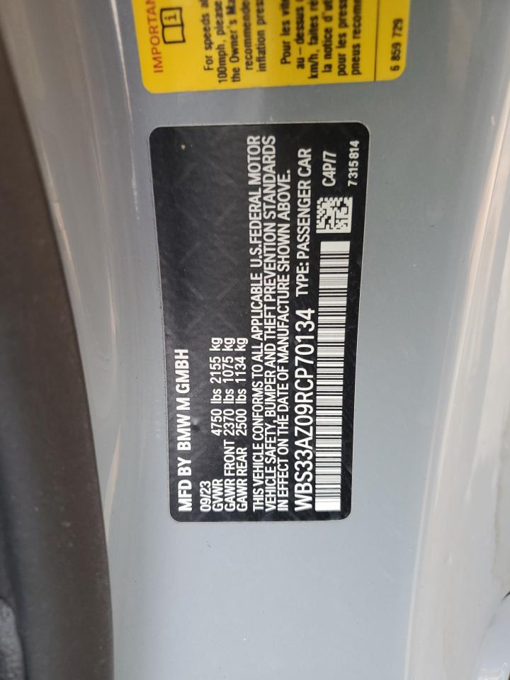 2024 BMW M4 COMPETITION VIN:WBS33AZ09RCP70134