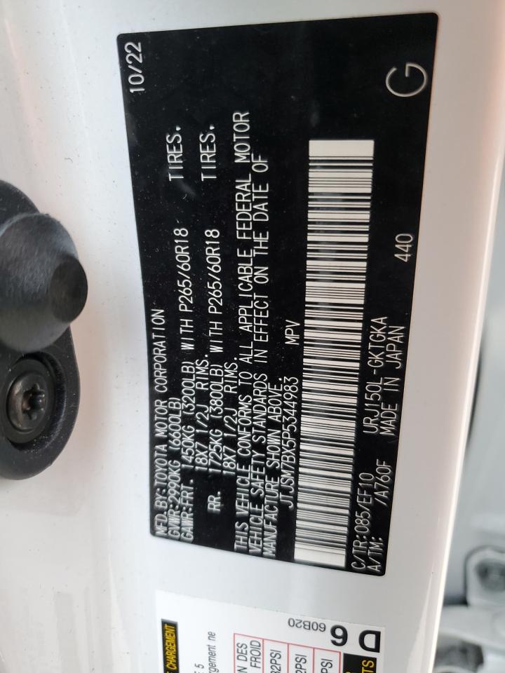 2023 LEXUS GX 460 VIN:JTJSM7BX5P5344983