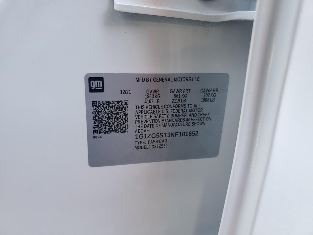 2022 CHEVROLET MALIBU RS VIN:1C4PJMDS3FW623603