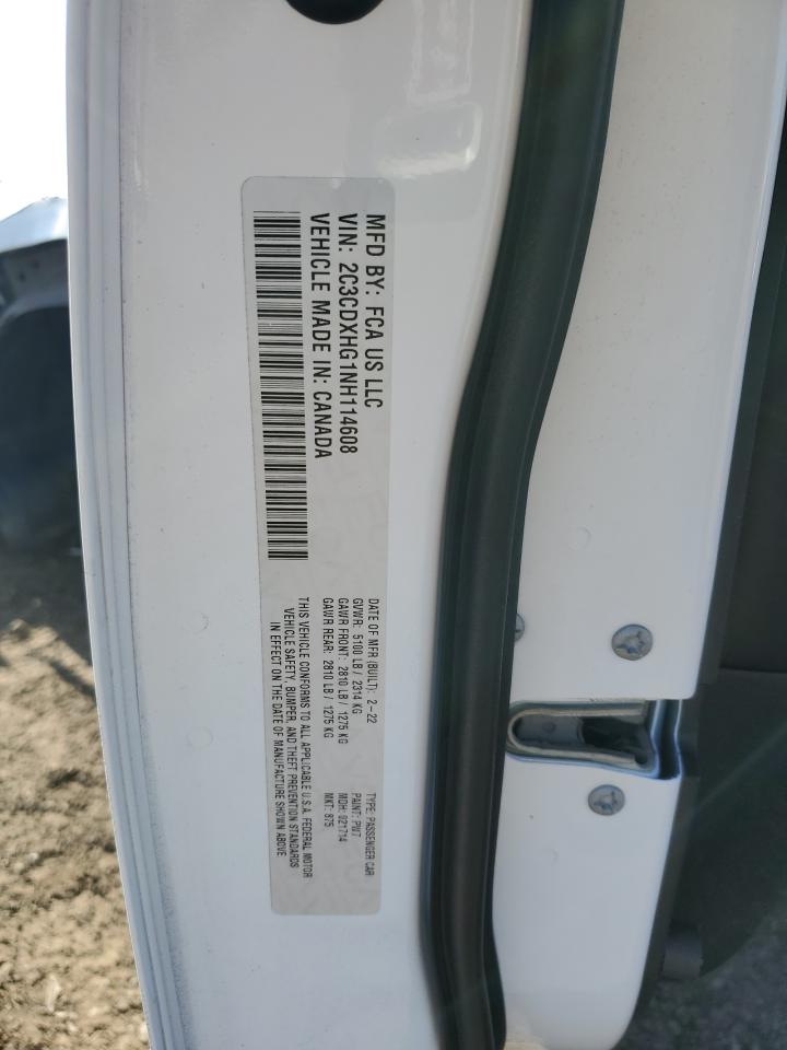 2022 DODGE CHARGER GT VIN:2C3CDXHG1NH114608