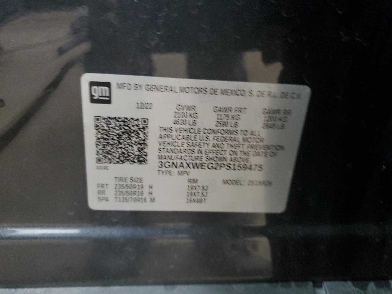 2023 CHEVROLET EQUINOX RS VIN:3GNAXWEG2PS159475