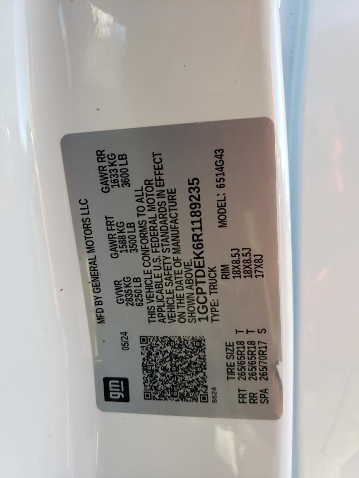 2024 CHEVROLET COLORADO Z71 VIN:1GCPTDEK6R1189235