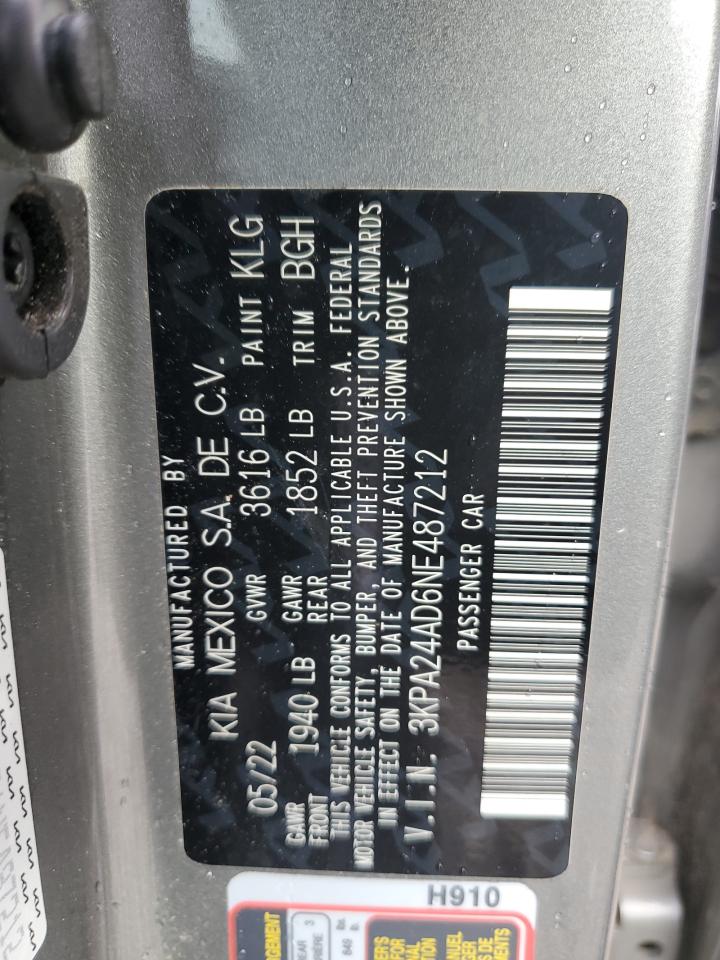 2022 KIA RIO LX VIN:3KPA24AD6NE487212