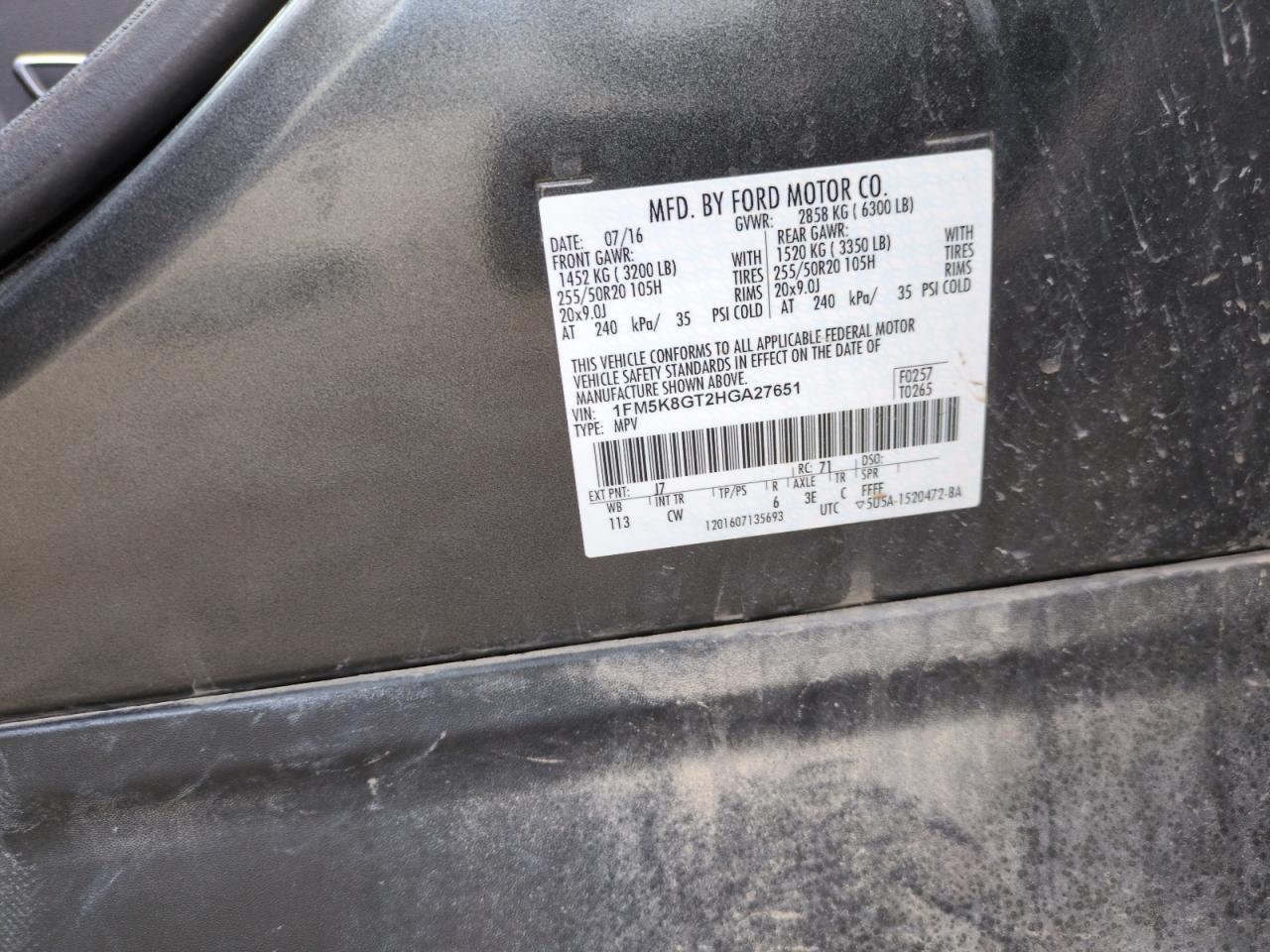 2023 FORD EXPLORER SPORT VIN:1FM5K8GT2HGA27651