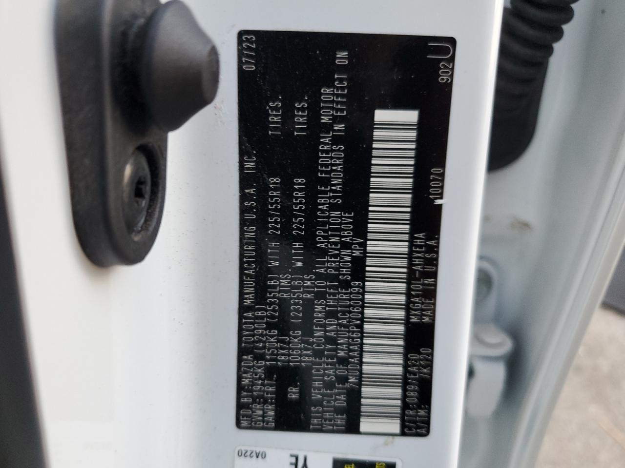 2023 TOYOTA COROLLA CROSS XLE VIN:7MUDAAAG6PV060099