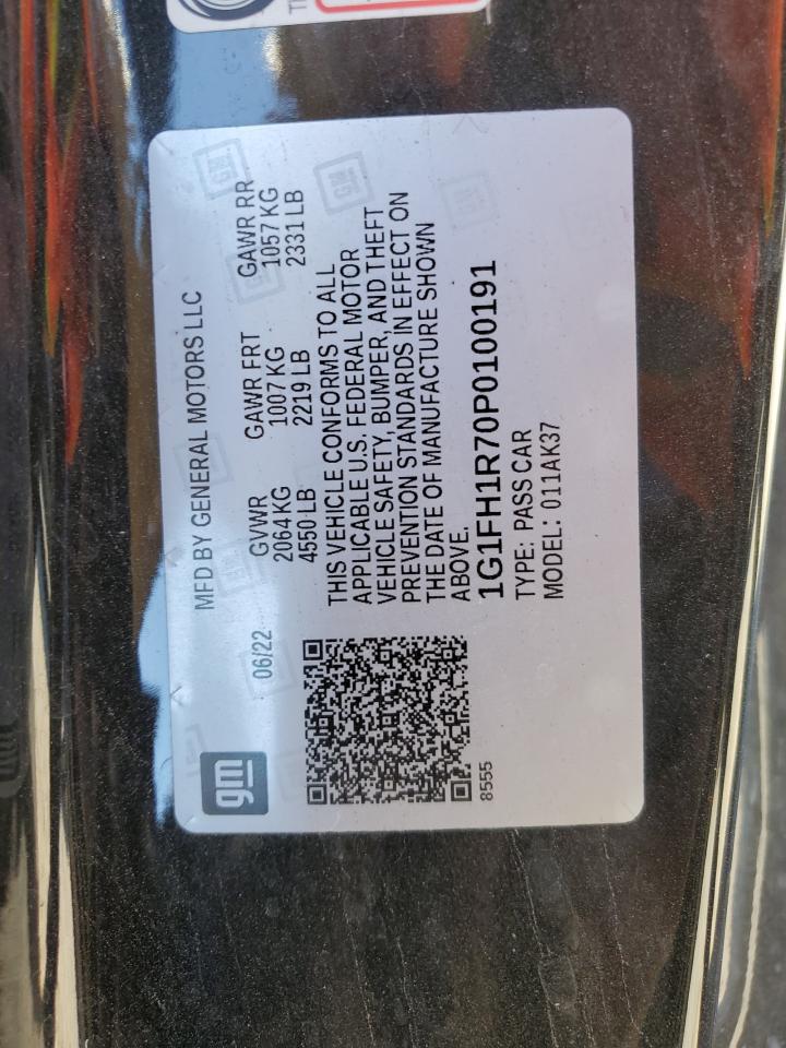 2023 CHEVROLET CAMARO SS VIN:1G1FH1R70P0100191