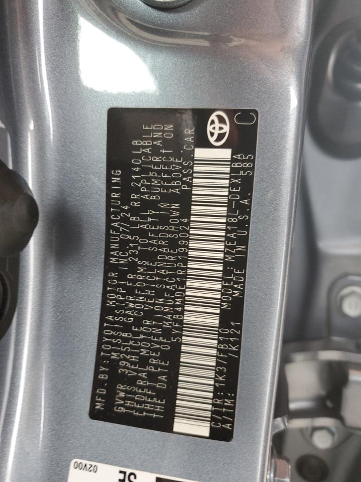 2024 TOYOTA COROLLA LE VIN:5YFB4MDE1RP199024