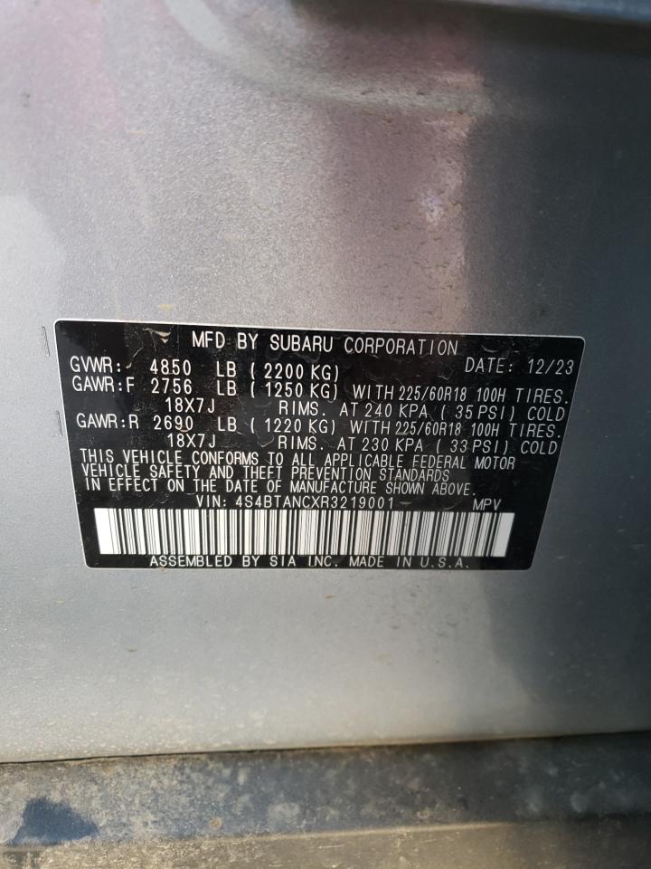 2024 SUBARU OUTBACK LIMITED VIN:4S4BTANCXR3219001