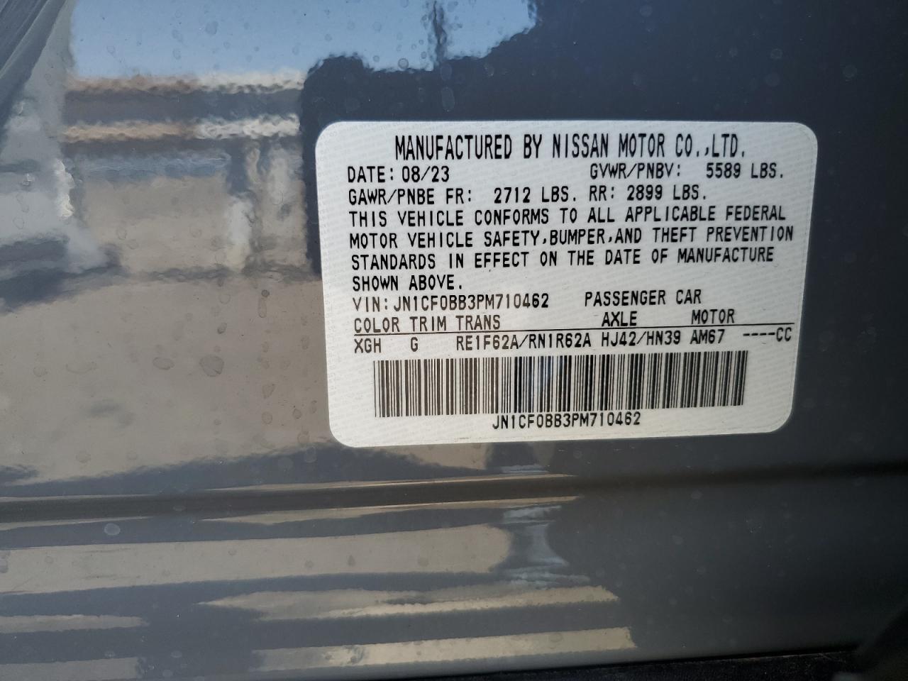 2023 NISSAN ARIYA ENGAGE VIN:JN1CF0BB3PM710462