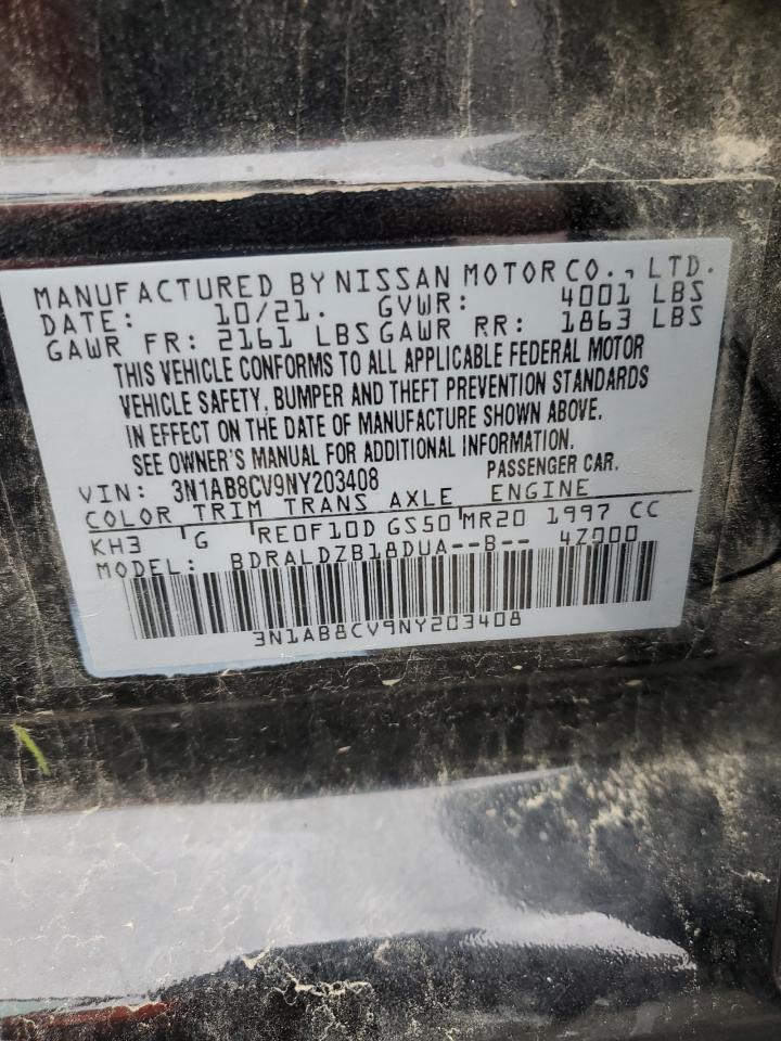 2022 NISSAN SENTRA SV VIN:3N1AB8CV9NY203408