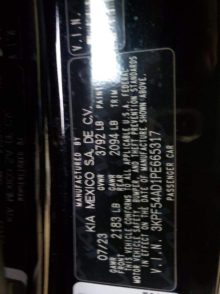 2023 KIA FORTE GT LINE VIN:3KPF54AD1PE665317