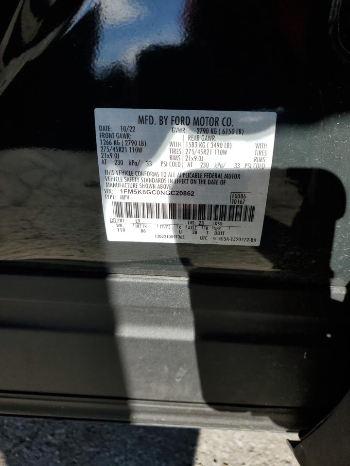 2022 FORD EXPLORER ST VIN:1FM5K8GC0NGC20862