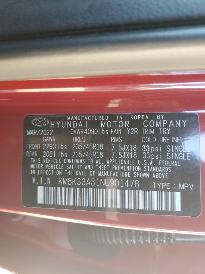 2022 HYUNDAI KONA N LINE VIN:KM8K33A31NU901478