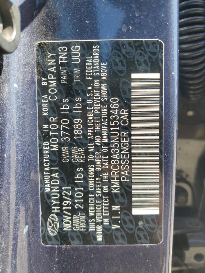 2022 HYUNDAI VENUE SEL VIN:KMHRC8A35NU153460