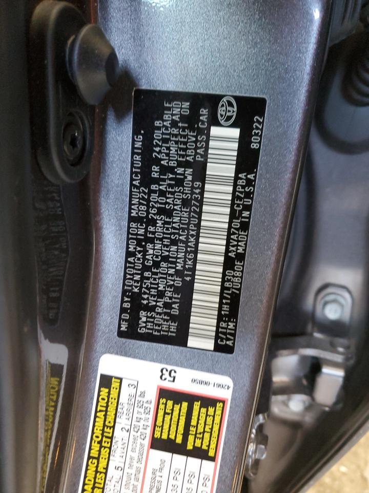 2023 TOYOTA CAMRY XSE VIN:4T1K61AKXPU727349