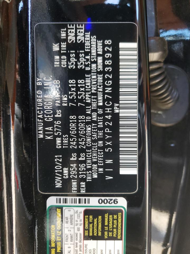 2022 KIA TELLURIDE LX VIN:5XYP24HC7NG238928