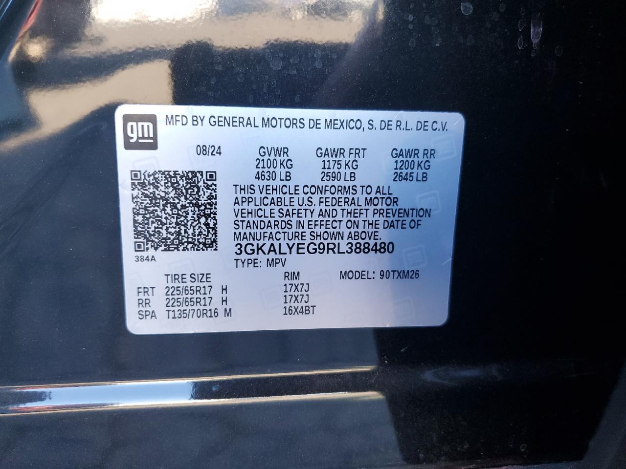 2024 GMC TERRAIN AT4 VIN:3GKALYEG9RL388480