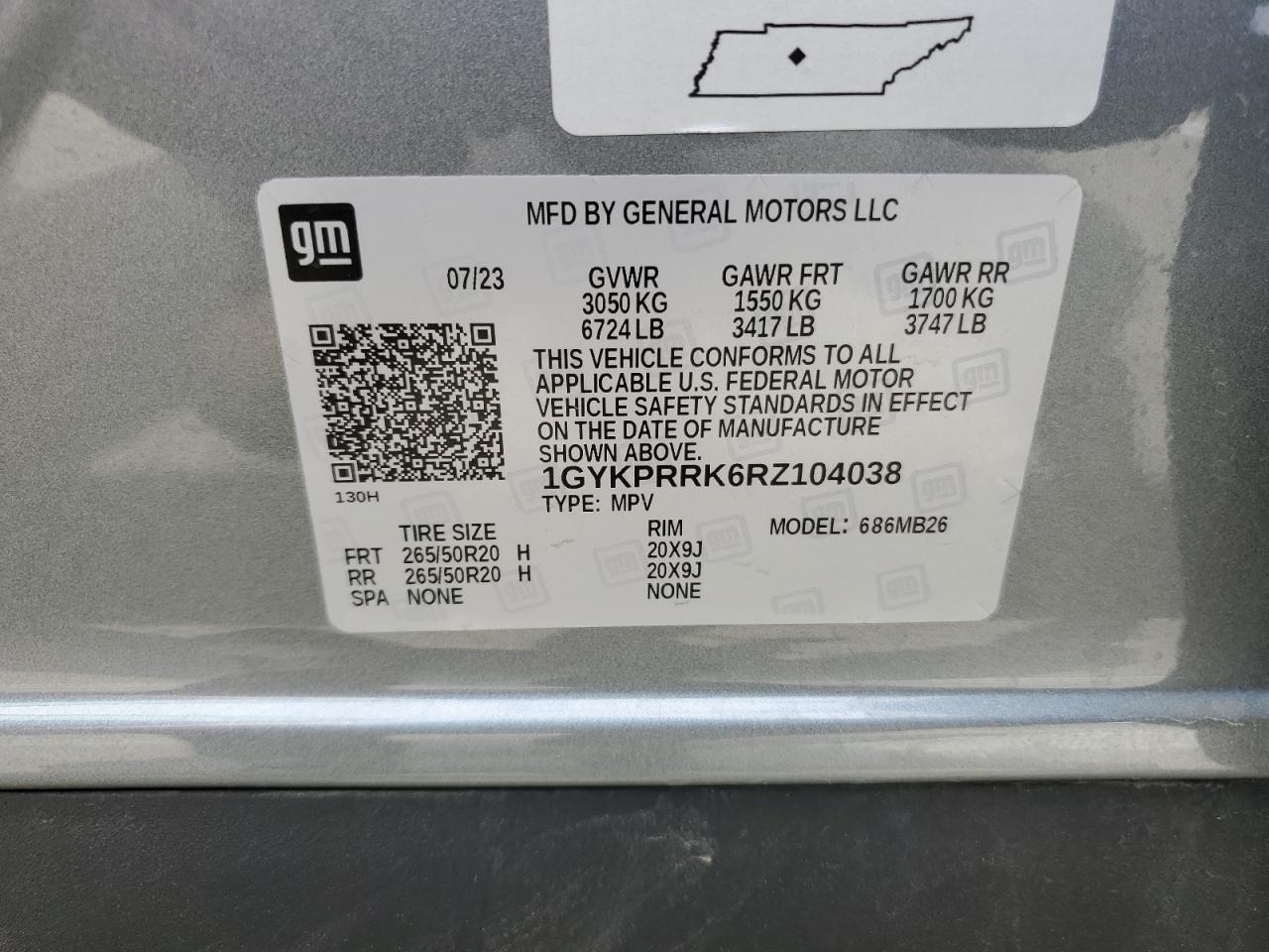2024 CADILLAC LYRIQ LUXURY VIN:1GYKPRRK6RZ104038