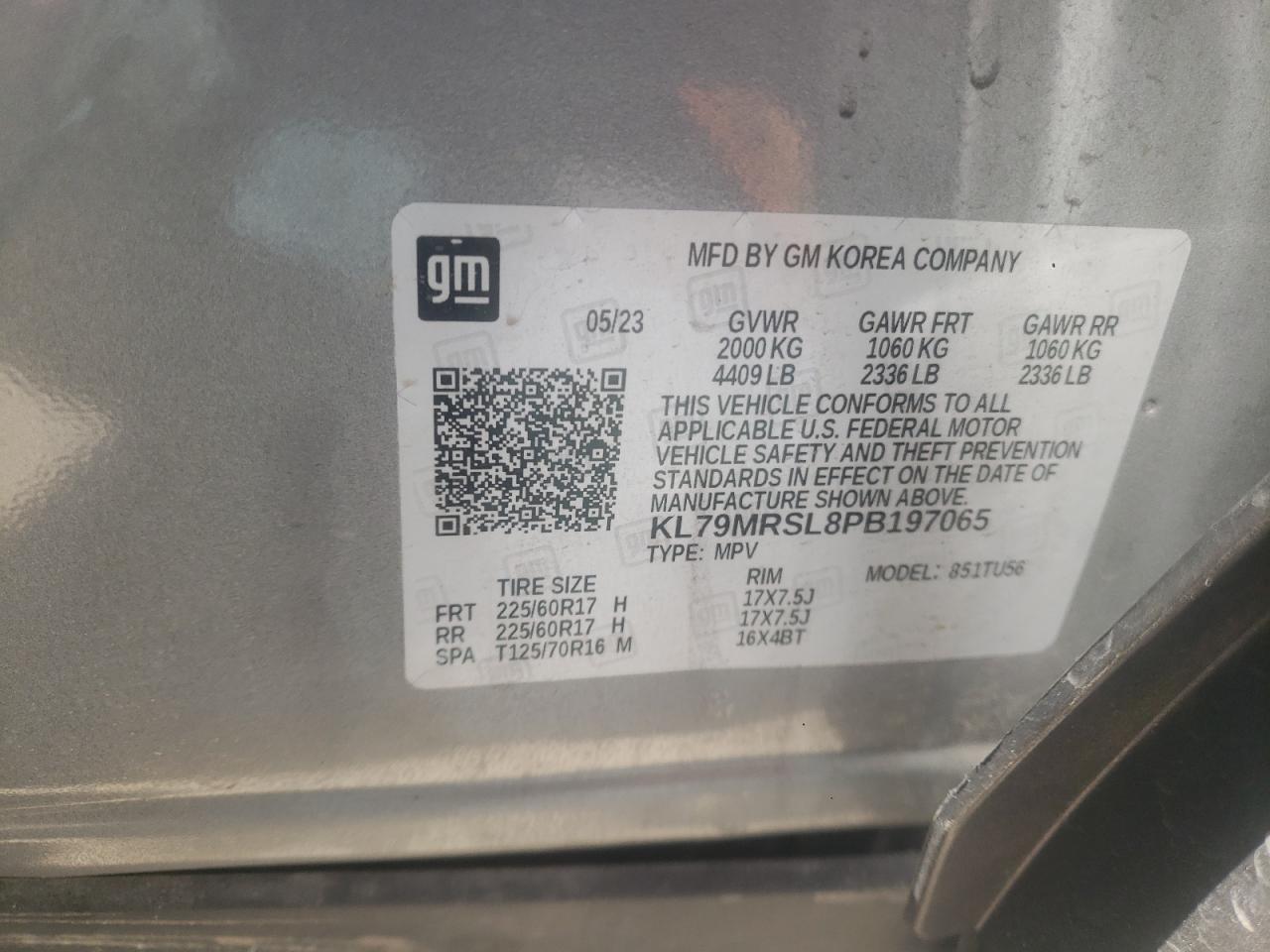 2023 CHEVROLET TRAILBLAZER LT VIN:KL79MRSL8PB197065