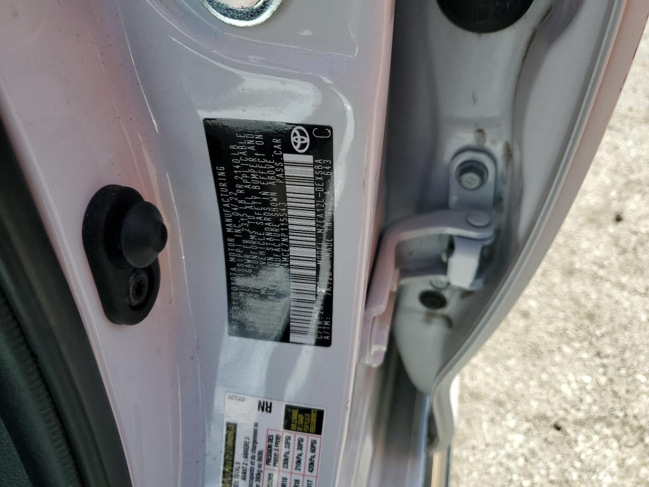 2022 TOYOTA COROLLA SE VIN:5YFS4MCE7NP115543