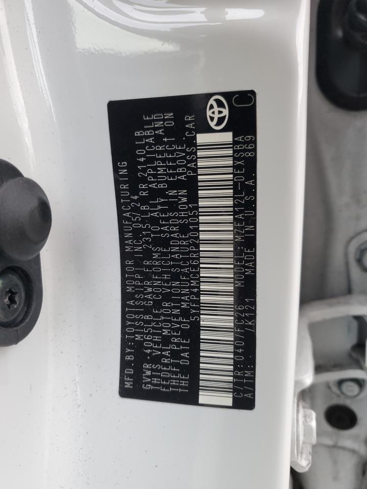 2024 TOYOTA COROLLA SE VIN:5YFP4MCE6RP201051