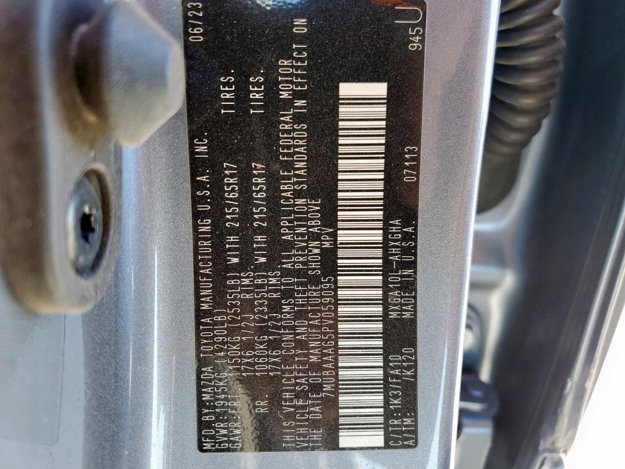 2023 TOYOTA COROLLA CROSS LE VIN:7MUBAAAG5PV059095