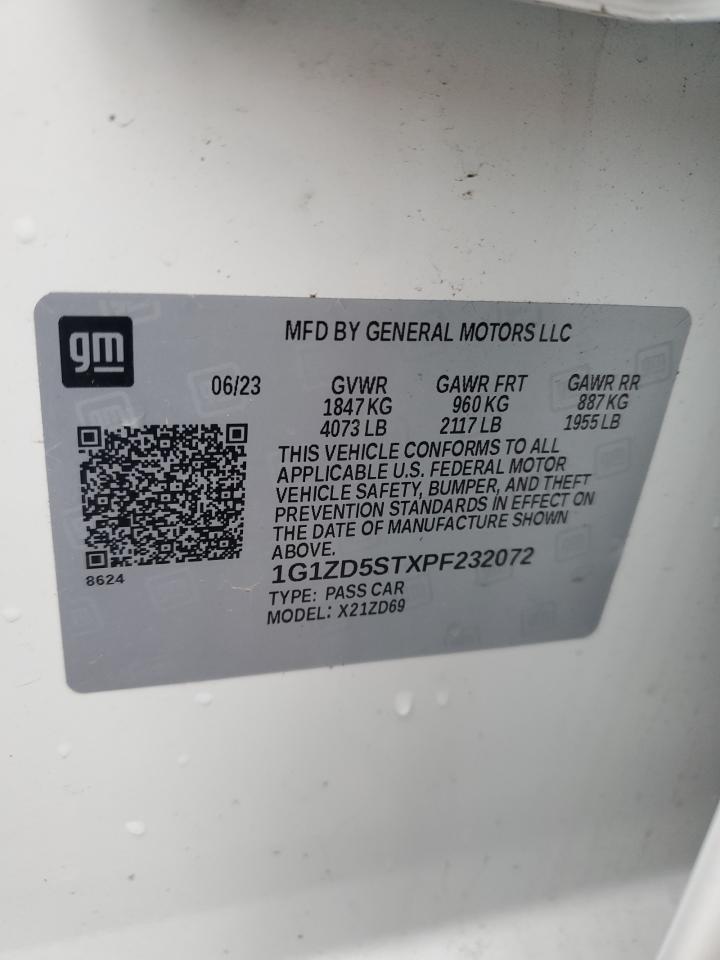 2023 CHEVROLET MALIBU LT VIN:1G1ZD5STXPF232072