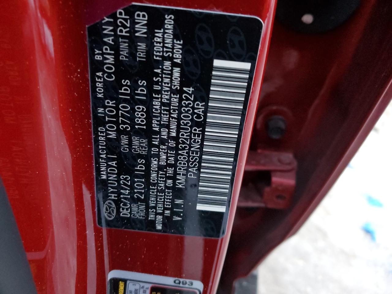 2024 HYUNDAI VENUE SE VIN:KMHRB8A32RU303324